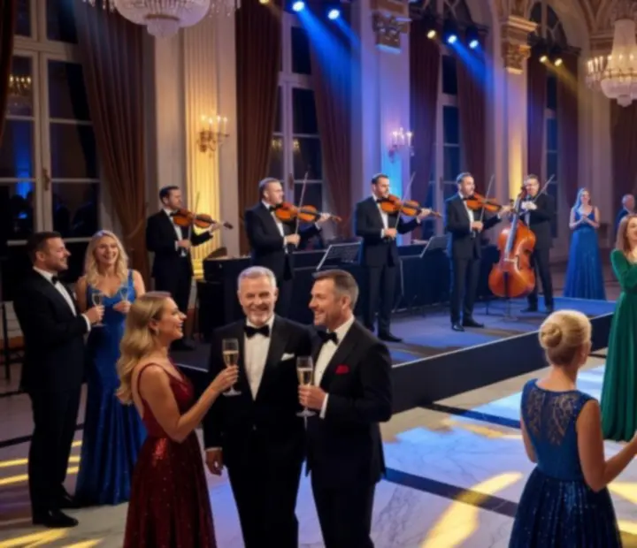 Elegancka scena i goście podczas premium wydarzenia rozrywkowego