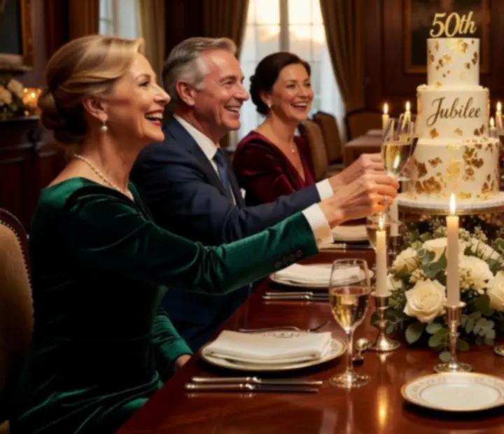 Kameralny toast podczas jubileuszu w eleganckiej oprawie