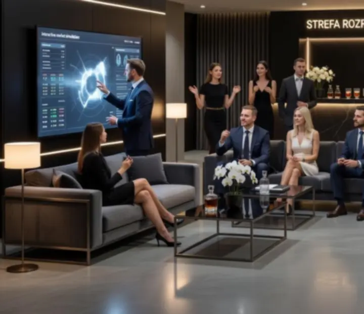 Immersyjna strefa rozrywki podczas eleganckiego eventu